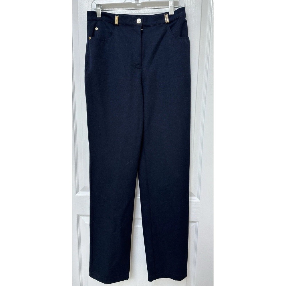 NWOT Womens St. John by Marie Gray Straight Leg Pants Size 8 NAVY BLUE